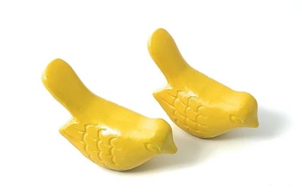 Vibhsa Bird Figurine of Health and Happiness- Yellow (Set of 2, 3.5"L)