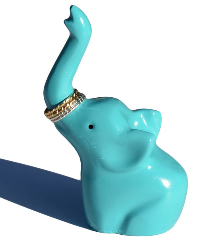 Vibhsa Elephant Ring Holder (Turquoise, Aluminum)