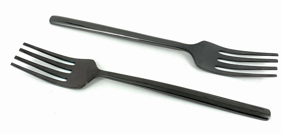 Vibhsa Salad Appetizer Forks Set of 6 Pieces (Stainless Steel, Black Glossy)