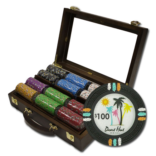 300Ct Claysmith Gaming Desert Heat Poker Chip Set in Walnut Case