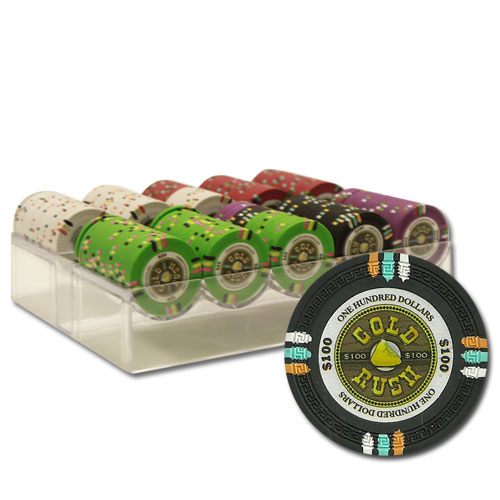 200Ct Claysmith Gaming Gold Rush Poker Chip Set in Acrylic Tray
