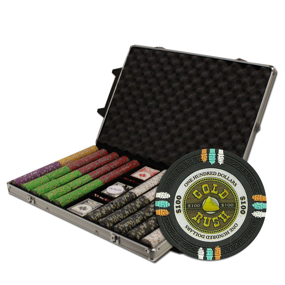 1000Ct Claysmith Gaming Gold Rush Poker Chip Set in Rolling Case