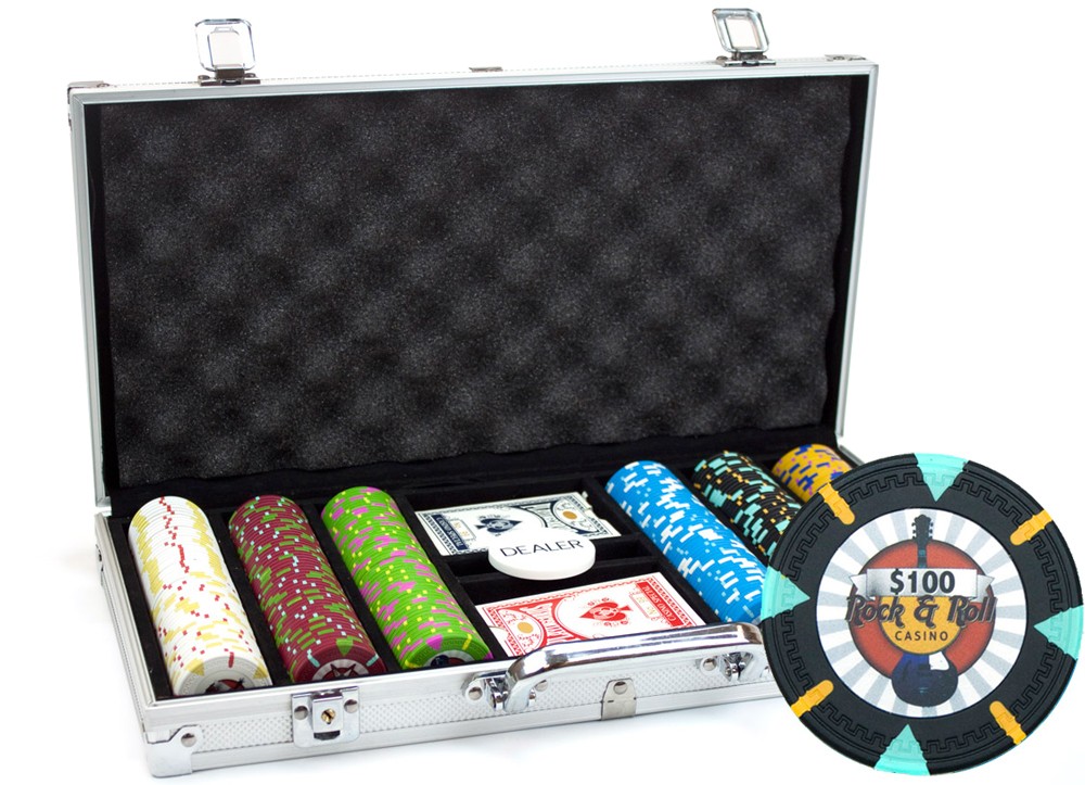 300Ct Claysmith Gaming Rock & Roll Poker Chip Set in Aluminum