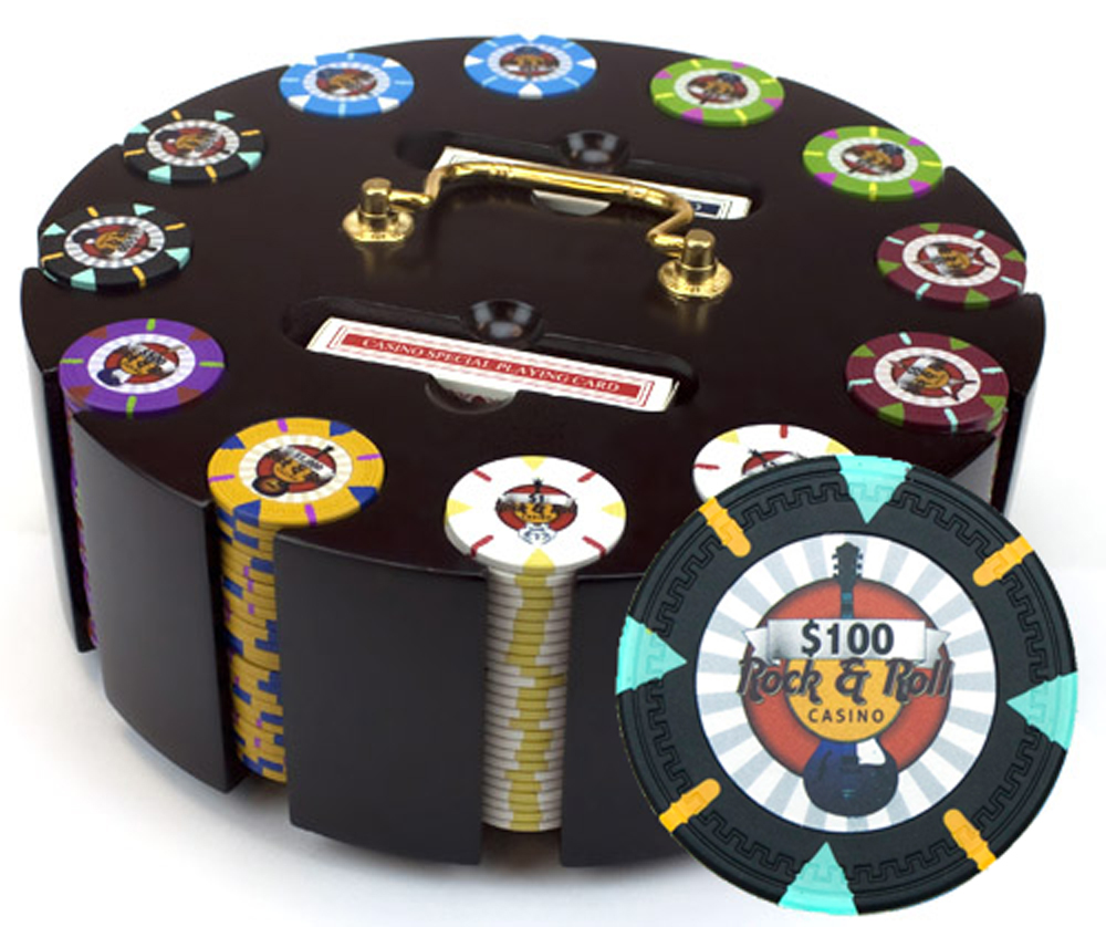 300 Count Custom Poker Chip Set - Rock & Roll in Carousel