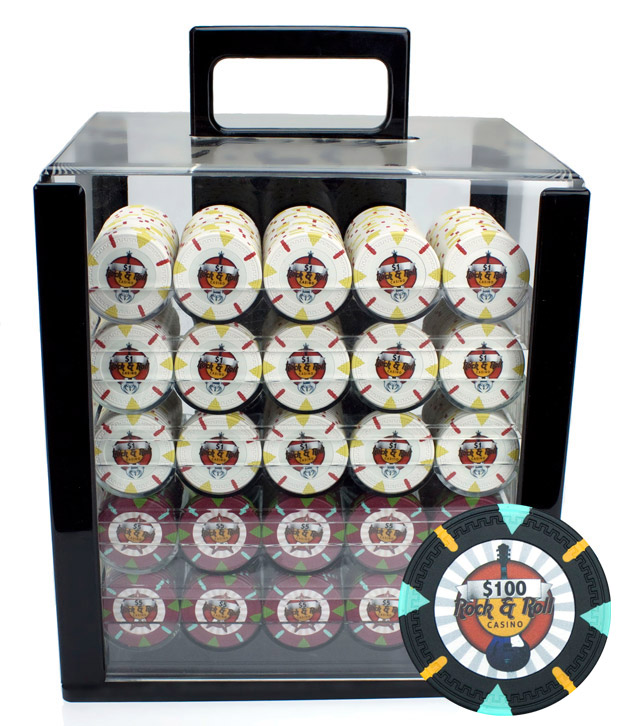 1000 Count Custom Poker Chip Set - Rock & Roll in Acrylic