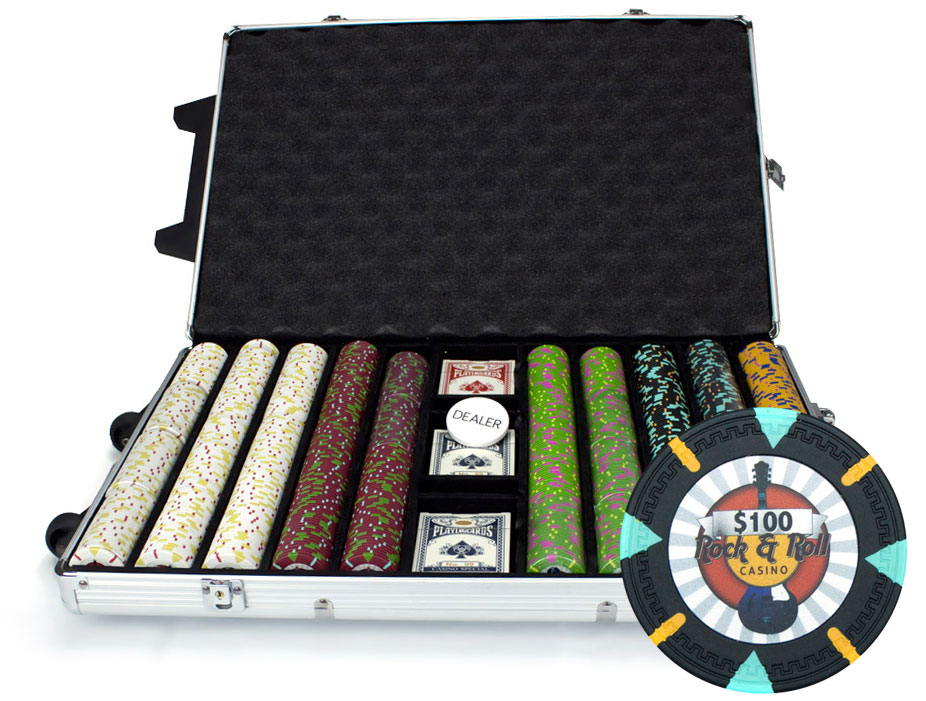 1000 Count Custom Poker Chip Set - Rock & Roll in Rolling