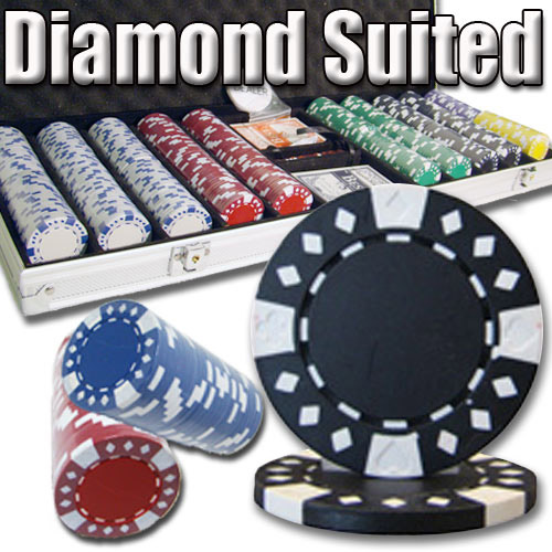 500 Count - Pre-Packaged - Poker Chip Set - Diamond Suited 12.5 G - Aluminum