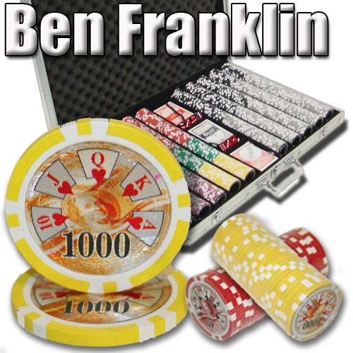 1000 Count - Custom Breakout - Poker Chip Set - Ben Franklin 14 G - Aluminum