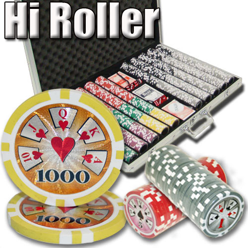 1000 Count - Pre-Packaged - Poker Chip Set - Hi Roller 14 G - Aluminum