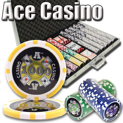 1000 Count - Pre-Packaged - Poker Chip Set - Ace Casino 14 Gram - Aluminum
