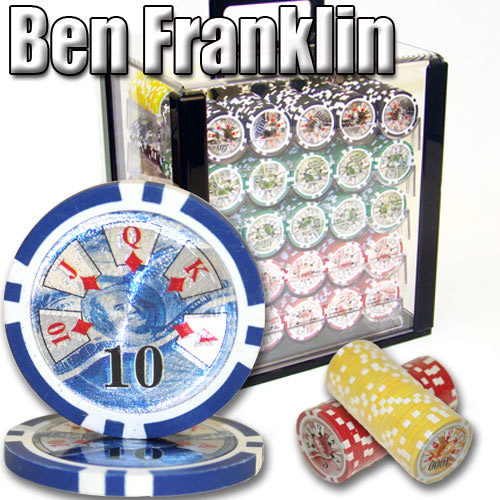 1000 Count - Pre-Packaged - Poker Chip Set - Ben Franklin 14 G - Acrylic