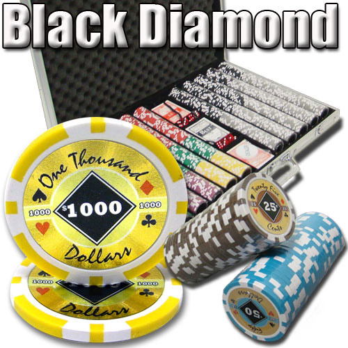 1000 Count - Custom Breakout - Poker Chip Set - Black Diamond 14 G - Aluminum