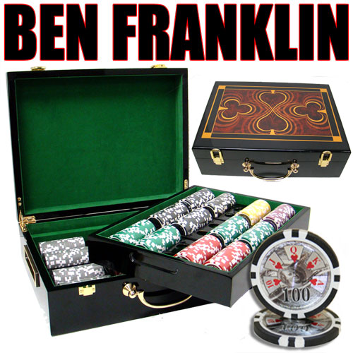 500 Count - Pre-Packaged - Poker Chip Set - Ben Franklin 14 G - Hi Gloss