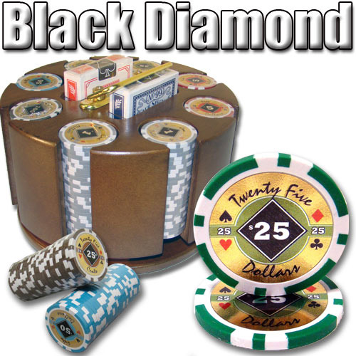 200 Count - Pre-Packaged - Poker Chip Set - Black Diamond 14 G - Carousel