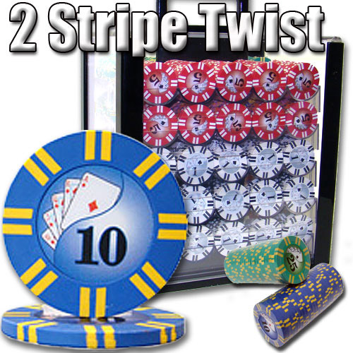 1000 Count - Pre-Packaged - Poker Chip Set - 2 Stripe Twist 8 G - Acrylic