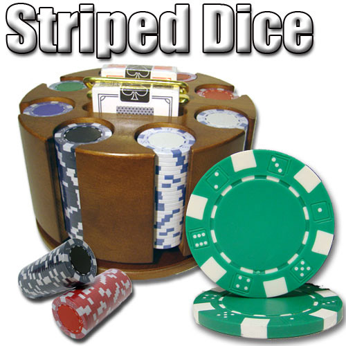 200 Count - Custom Breakout - Poker Chip Set - Striped Dice 11.5 G - Carousel