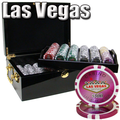 500 Count - Custom Breakout - Poker Chip Set - Las Vegas 14 G - Black Mahogany
