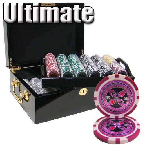 500 Count - Custom Breakout - Poker Chip Set - Ultimate 14 G - Black Mahogany