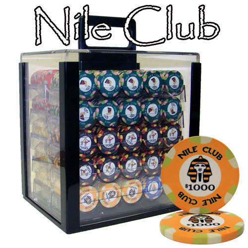 1000 Ct Standard Breakout Nile Club Poker Chip Set - Acrylic Case