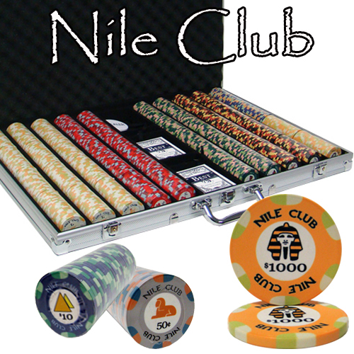 1000 Ct Standard Breakout Nile Club Poker Chip Set - Aluminum Case