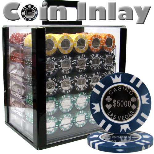 1000 Count Acrylic Standard Breakout-Coin Inlay 15 Poker Chip Set