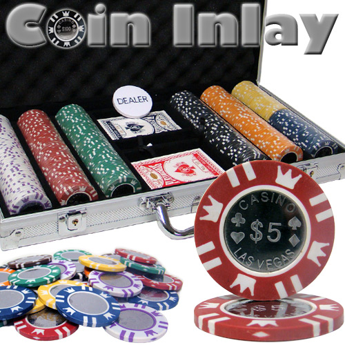 300 Count Aluminum Pre-Packaged - Coin Inlay 15 Poker Chip Set