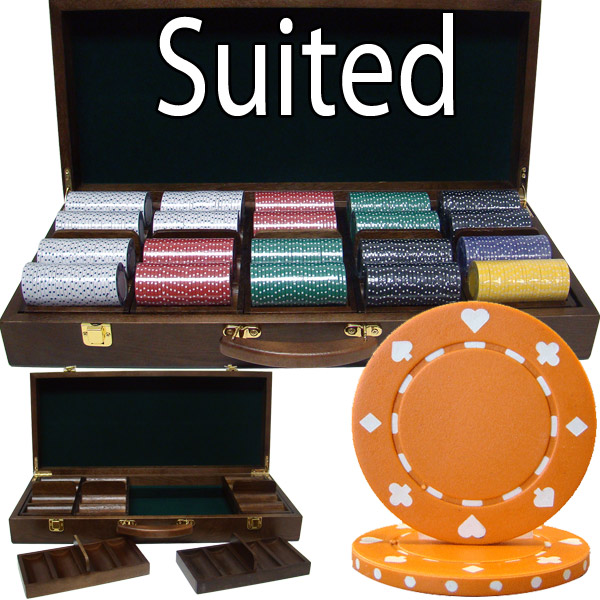 500 Count - Custom Breakout - Poker Chip Set - Suited 11.5 G - Walnut Case