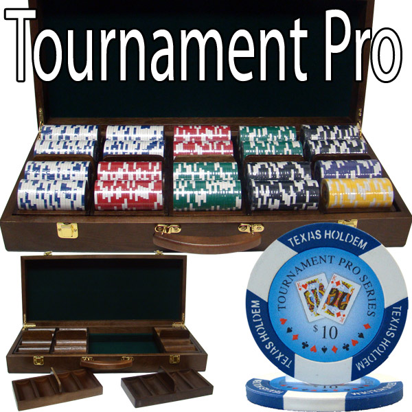 500 Count - Custom Breakout - Poker Chip Set - Tournament Pro 11.5G - Walnut