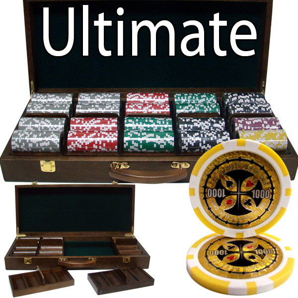 500 Count - Custom Breakout - Poker Chip Set - Ultimate 14 G - Walnut Case