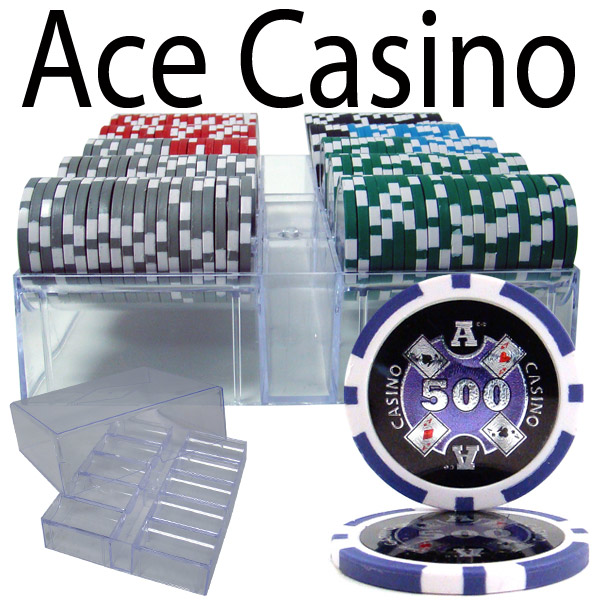200 Count - Pre-Packaged - Poker Chip Set - Ace Casino 14 Gram - Acrylic Tray