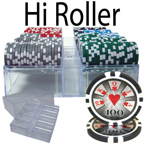 200 Count - Pre-Packaged - Poker Chip Set - Hi Roller 14 G - Acrylic Tray