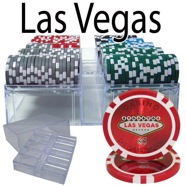 200 Count - Custom Breakout - Poker Chip Set - Las Vegas 14 G - Acrylic Tray