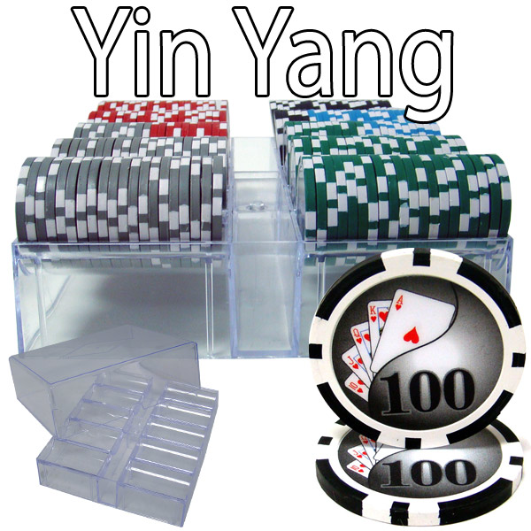 200 Count - Pre-Packaged - Poker Chip Set - Yin Yang 13.5 G - Acrylic Tray