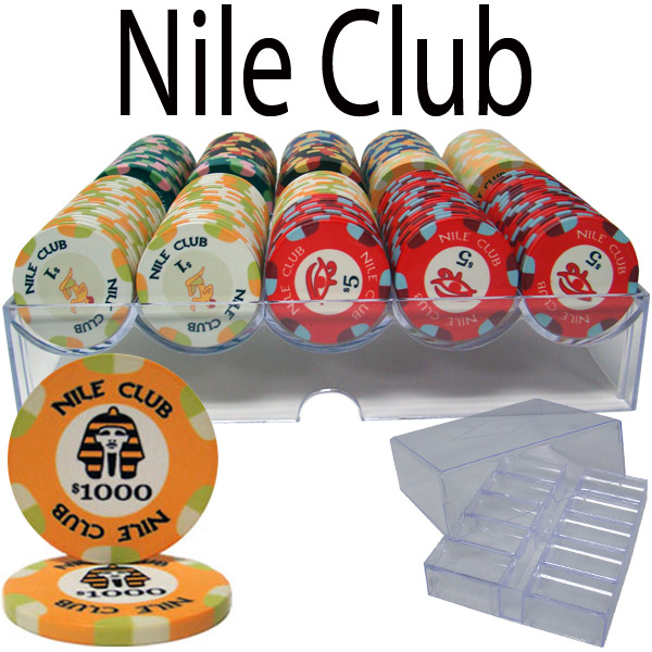 200 Ct Custom Breakout Nile Club Poker Chip Set in Acrylic Tray
