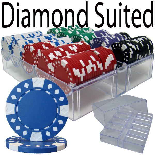 200 Count Custom Breakout - Poker Chip Set - Diamond Suited 12.5G - Acrylic Tray