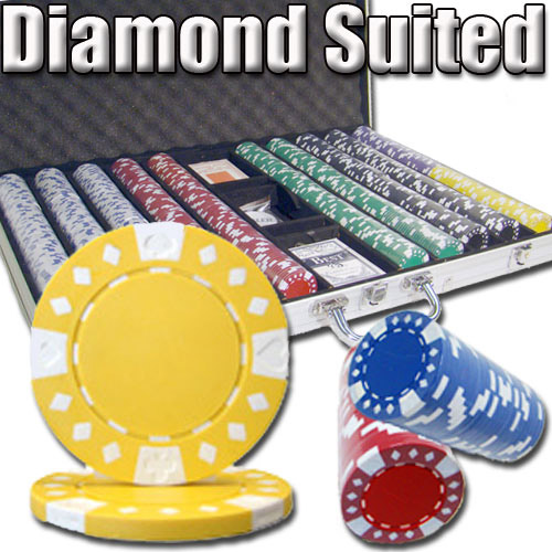 1000 Count - Pre-Packaged - Poker Chip Set - Diamond Suited 12.5G - Aluminum