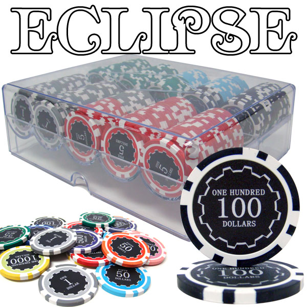 200 Count Pre-Packaged Eclipse 14 Poker Chip Set - Acrylic Tray