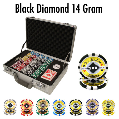 300 Count - Pre-Packaged - Poker Chip Set - Black Diamond 14 G - Claysmith