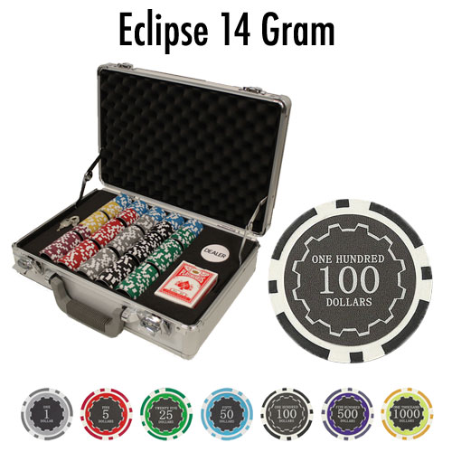300 Count Pre-Packaged Eclipse 14 Poker Chip Set - Claysmith