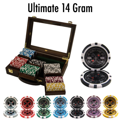 300 Count - Pre-Packaged - Poker Chip Set - Ultimate 14 G - Walnut
