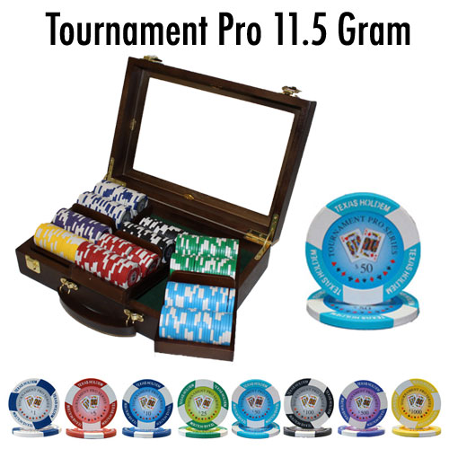 300 Count - Pre-Packaged - Poker Chip Set - Tournament Pro 11.5G - Walnut
