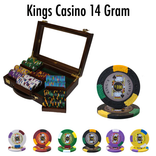 300 Count - Pre-Packaged - Poker Chip Set - Kings Casino 14 G - Walnut