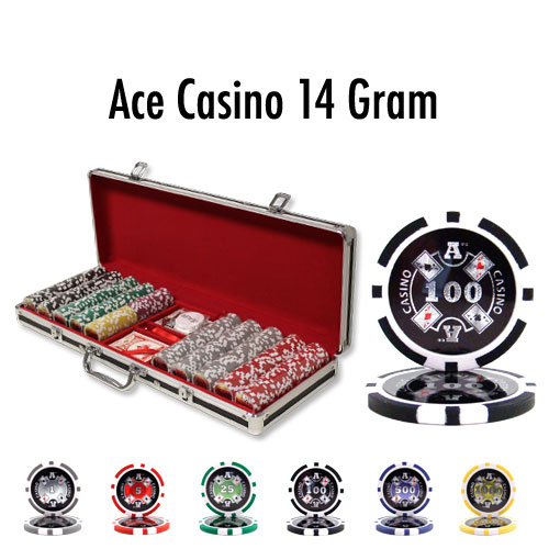 500 Count - Pre-Packaged - Poker Chip Set - Ace Casino 14 Gram - Black Aluminum