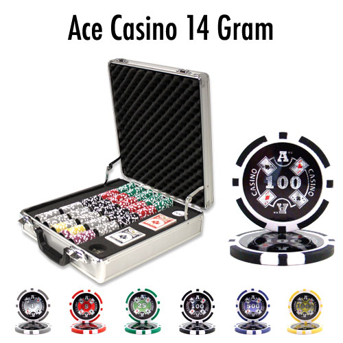 500 Count - Pre-Packaged - Poker Chip Set - Ace Casino 14 Gram - Claysmith