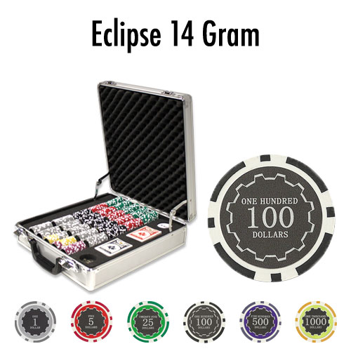 500 Count - Pre-Packaged - Poker Chip Set - Eclipse 14 Gram - Claysmith