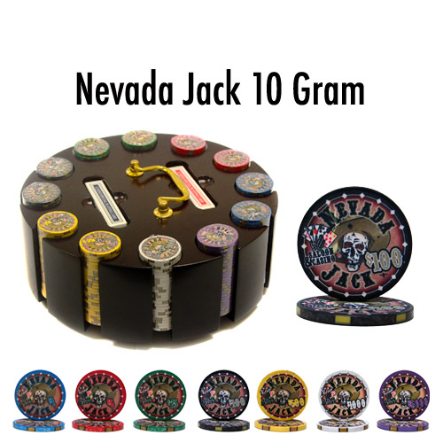 300 Count - Pre-Packaged - Poker Chip Set - Nevada Jack 10 G - Wooden Carousel