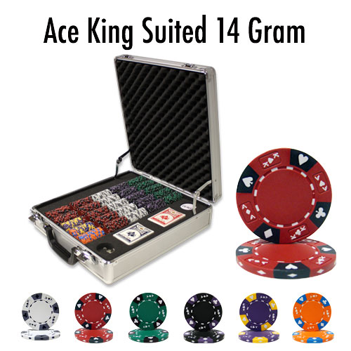500 Count - Custom Breakout - Poker Chip Set - Ace King Suited 14 G - Claysmith