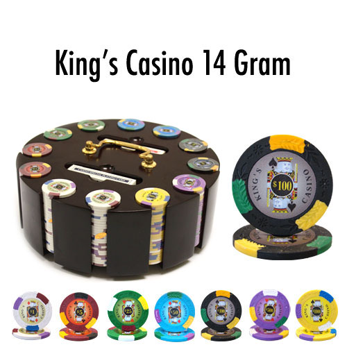 300 Count - Custom - Poker Chip Set - Kings Casino 14 G - Wooden Carousel