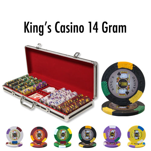 500 Count - Custom - Poker Chip Set - Kings Casino 14 G - Black Aluminum