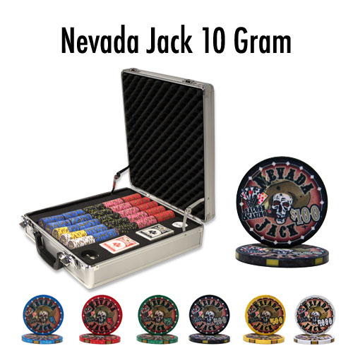 500 Count - Custom Breakout - Poker Chip Set - Nevada Jack 10 G - Claysmith